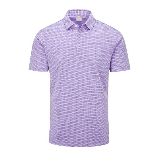 PING Men's Halcyon Jacquard Lilac Golf Polo Shirt Front View
