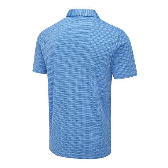 PING Men's Halcyon Jacquard Blue Golf Polo Shirt Back View