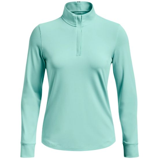 Under Armour Ladies Playoff 1/4 Zip Turquiose Golf Pullover Front View