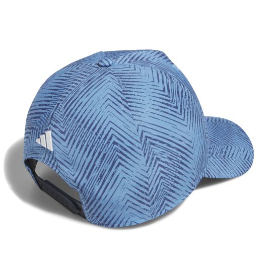adidas Men's Tour 3 Stripe Print Semi Burst Blue Golf Cap Back View