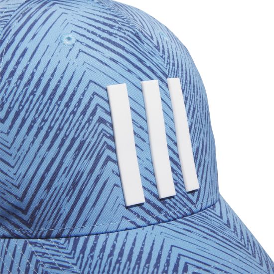 adidas Men's Tour 3 Stripe Print Semi Burst Blue Golf Cap Front View