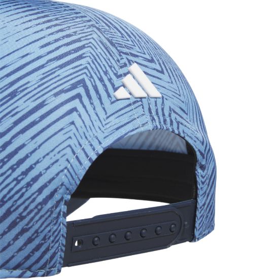 adidas Men's Tour 3 Stripe Print Semi Burst Blue Golf Cap Back View