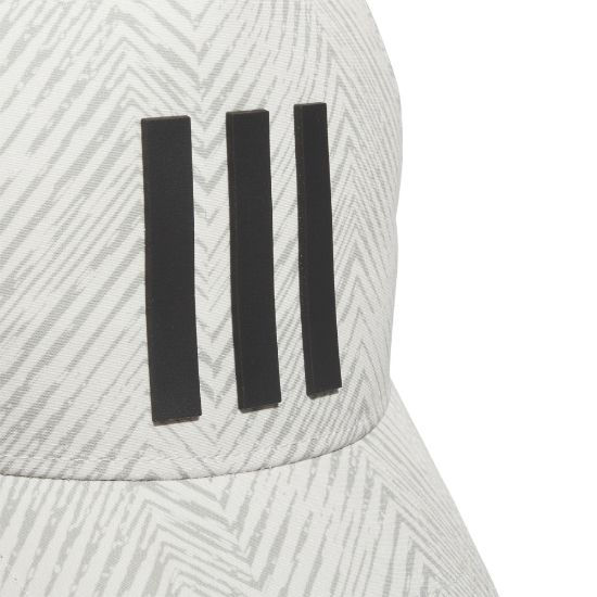 adidas Men's Tour 3 Stripe Print Silver Pebble Golf Cap Front View