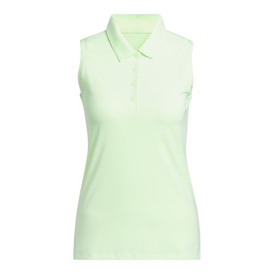 adidas Ladies Ultimate Solid Sleeveless Green Spark Golf Polo Shirt