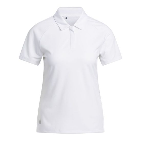 adidas Ladies Ultimate Heat.Rdy White Golf Polo Shirt Front View