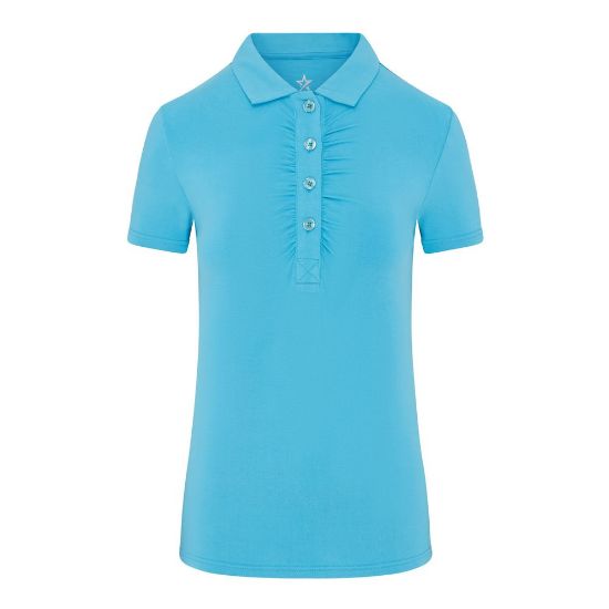 Swing Out Sister Ladies Lisa Blue Golf Polo Shirt Front View