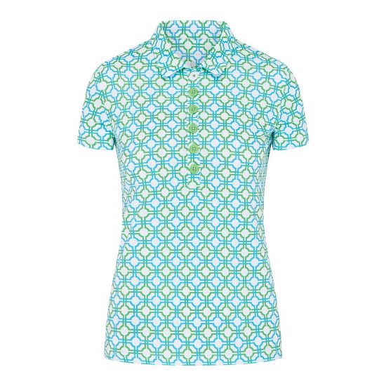 Swing Out Sister Ladies Autograph Blue & Emerald Golf Polo Shirt