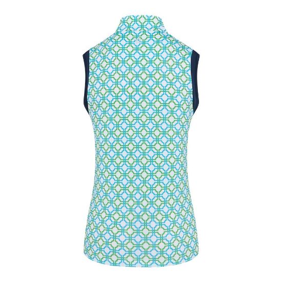 Swing Out Sister Ladies Cecily Blue & Emerald Golf Polo Shirt Back View