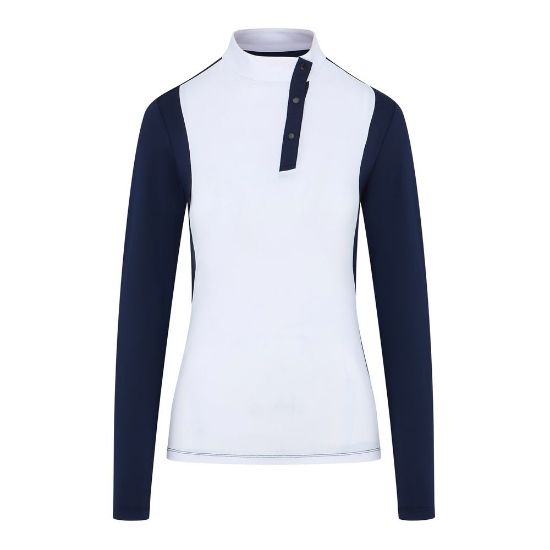 Swing Out Sister Ladies Ellie Elite Navy & White Golf Polo Shirt Front View