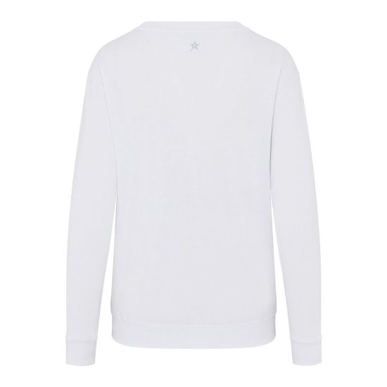 Swing Out Sister Ladies Sustainable White Golf Sweatshirt Back View