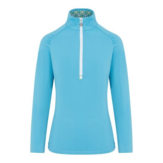 Swing Out Sister Ladies Celeste Blue Golf Mid Layer Front View