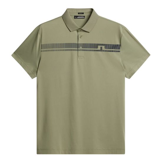 J.Lindeberg Men's Klas Regular Fit Oil Green Golf Polo Shirt Front View