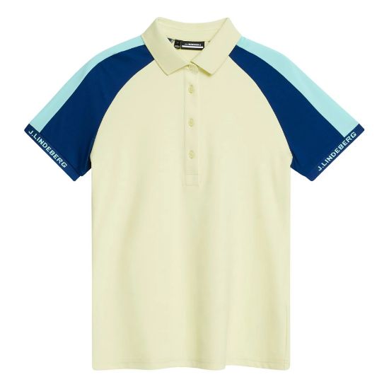 J.Lindeberg Ladies Perinne Yellow Golf Polo Shirt Front View