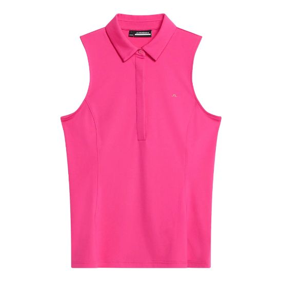 J.Lindeberg Ladies Dena Sleeveless Fuchsia Purple Golf Polo Shirt Front View