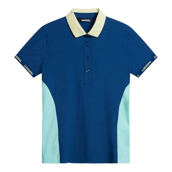 J.Lindeberg Ladies Makena Blue Golf Polo Shirt Front View