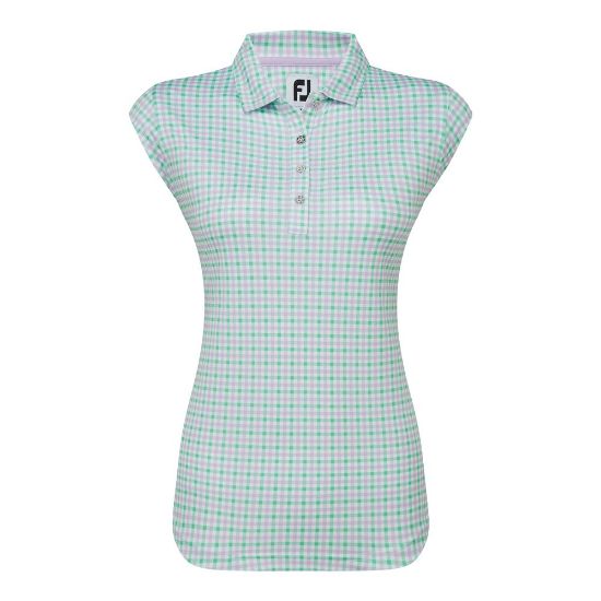 Picture of FootJoy Ladies Gingham Print Golf Polo Shirt