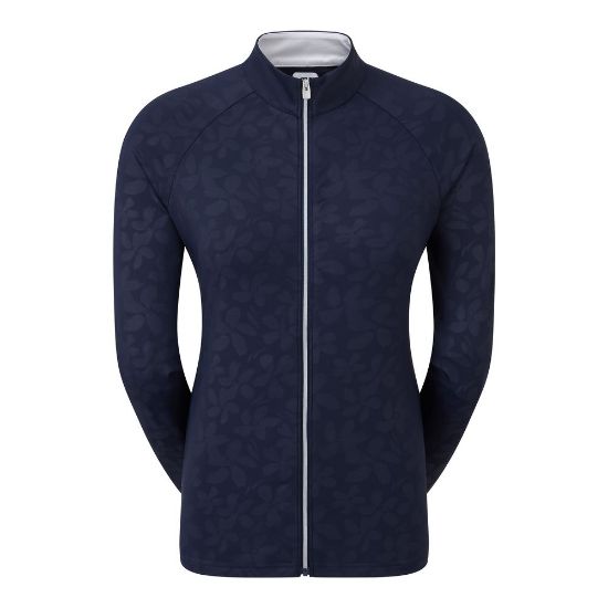FootJoy Ladies Floral Embossed Navy Golf Mid Layer Front View