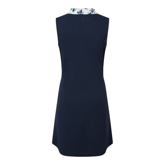 FootJoy Ladies Floral Trim Navy Golf Dress Full Back View