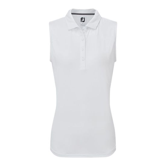 FootJoy Ladies Meshback Lisle White Golf Polo Shirt Front View