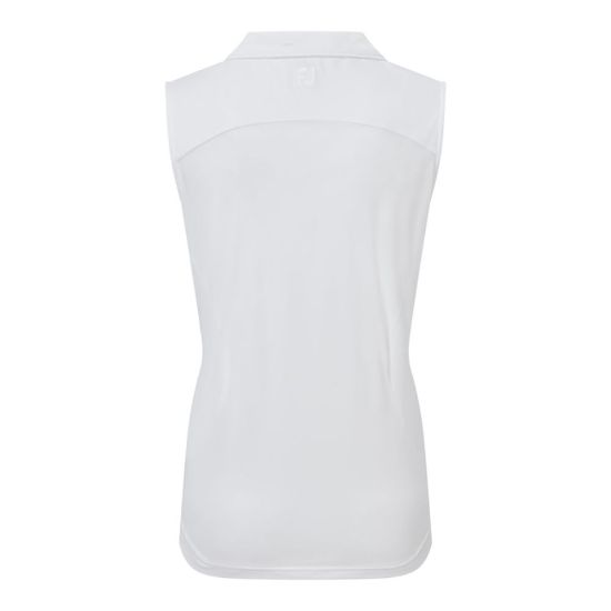 FootJoy Ladies Meshback Lisle White Golf Polo Shirt Back View