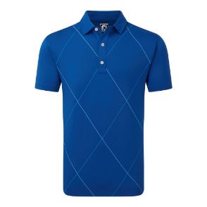 FootJoy Men's Raker Print Lisle Deep Blue Golf Polo Shirt