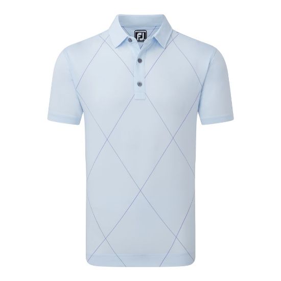 FootJoy Men's Raker Print Lisle Mist Golf Polo Shirt Front View