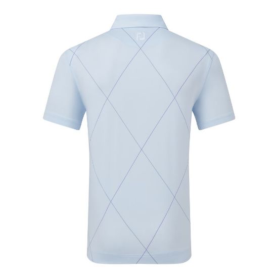 FootJoy Men's Raker Print Lisle Mist Golf Polo Shirt Back View