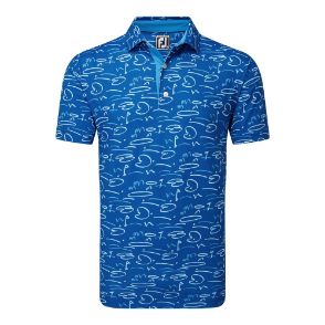 FootJoy Men's Golf Course Doodle Pique Deep Blue Golf Polo Shirt