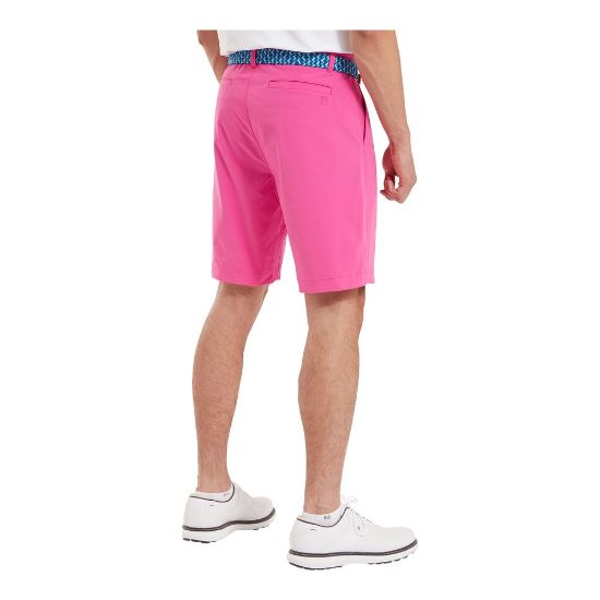 Model wearing FootJoy Men's Par Berry Golf Shorts Back View