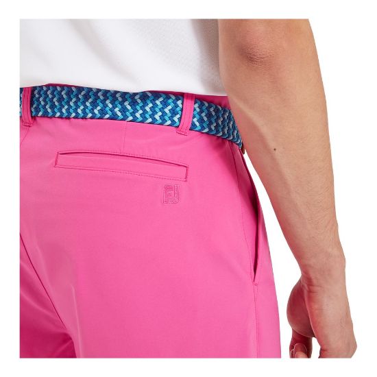 Model wearing FootJoy Men's Par Berry Golf Shorts Pocket View