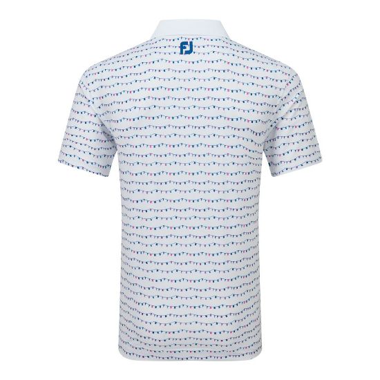 FootJoy Men's Flag Banner Print Lisle White Golf Polo Shirt Back