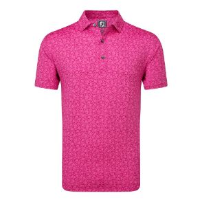 FootJoy Men's Painted Floral Lisle Berry Golf Polo Shirt