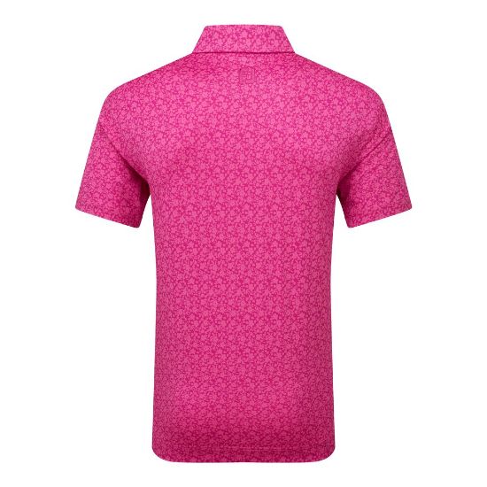 FootJoy Men's Painted Floral Lisle Berry Golf Polo Shirt Back