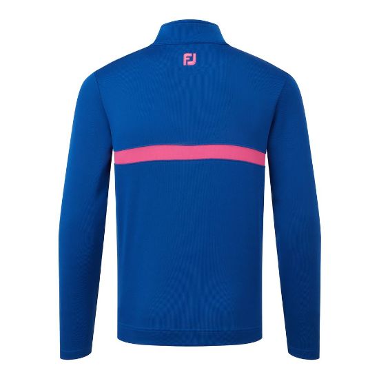 FootJoy Men's Inset Stripe Chill-Out Deep Blue/Berry Golf Pullover Back
