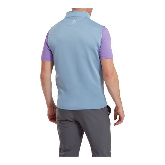 Model wearing FootJoy Men's 1/2 Zip Storm Golf Vest Back View