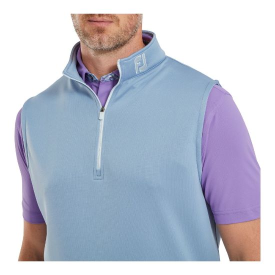 Model wearing FootJoy Men's 1/2 Zip Storm Golf Vest Front View