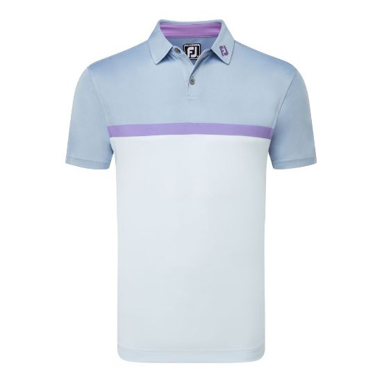 FootJoy Men's Colour Block Mist Grey Golf Polo Shirt Front View