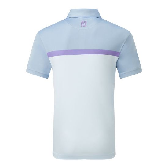 FootJoy Men's Colour Block Mist Grey Golf Polo Shirt Back View