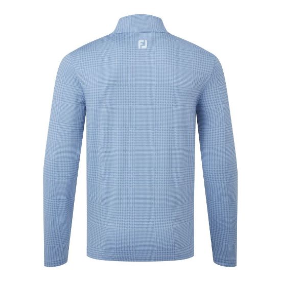FootJoy Men's Glen Plaid Print Chill-Out Storm Grey Golf Pullover Back View