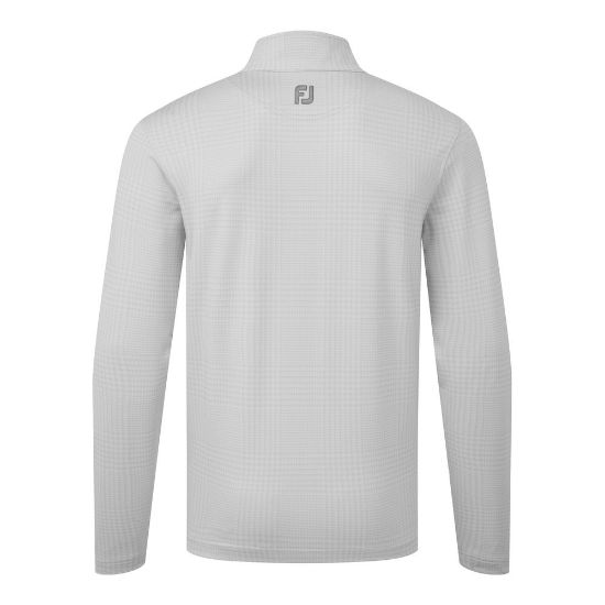 FootJoy Men's Glen Plaid Print Chill-Out Grey Golf Pullover Back View