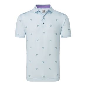  FootJoy Men's Thistle Print Lisle Mist Golf Polo Shirt
