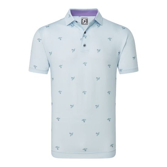  FootJoy Men's Thistle Print Lisle Mist Golf Polo Shirt Front View