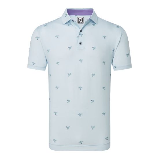  FootJoy Men's Thistle Print Lisle Mist Golf Polo Shirt