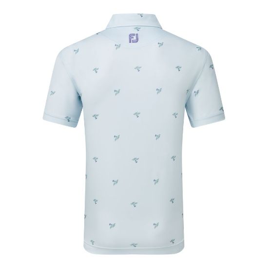  FootJoy Men's Thistle Print Lisle Mist Golf Polo Shirt Back