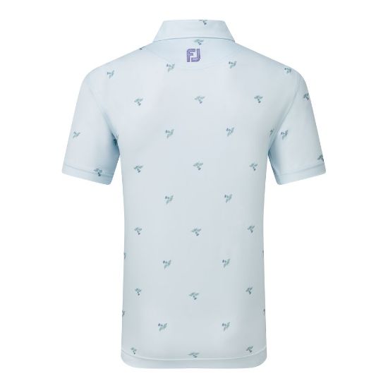  FootJoy Men's Thistle Print Lisle Mist Golf Polo Shirt Back View