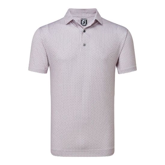 FootJoy Men's Scallop Shell Foulard Lisle Light Pink Golf Polo Shirt Front View