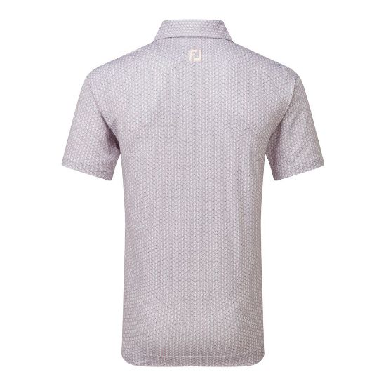 FootJoy Men's Scallop Shell Foulard Lisle Light Pink Golf Polo Shirt Back View
