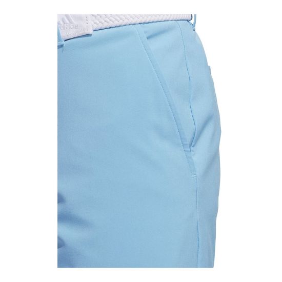 Model wearing adidas Men's Ultimate 365 Semi Blue Burst Golf Shorts Side View