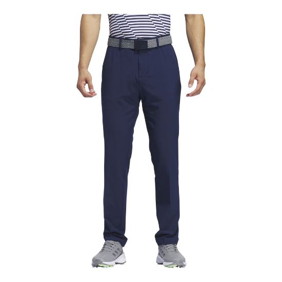 Model wearing adidas Men's Ultimate 365 Tapered Collegiate Navy Golf Pants Front View