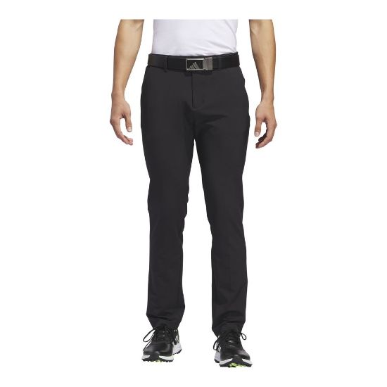 Model wearing adidas Men's Ultimate 365 Tapered Black Golf Pants Front View